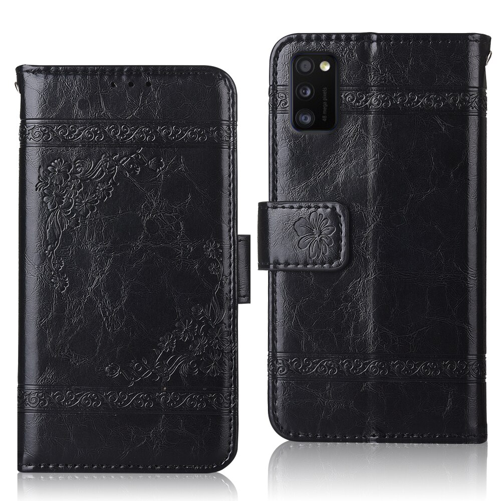 Funda de cuero para libro de Samsung Galaxy A41 A 41, funda para libro, A41: oil-Black