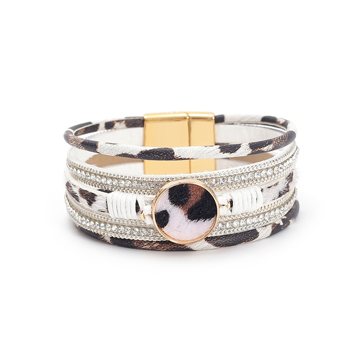 WYBU-Bracelets léopard à quatre Styles pour femmes, filles adolescentes, multicouche, large, Animal, imprimé guépard, Bracelet en cuir, bijoux: Or foncé