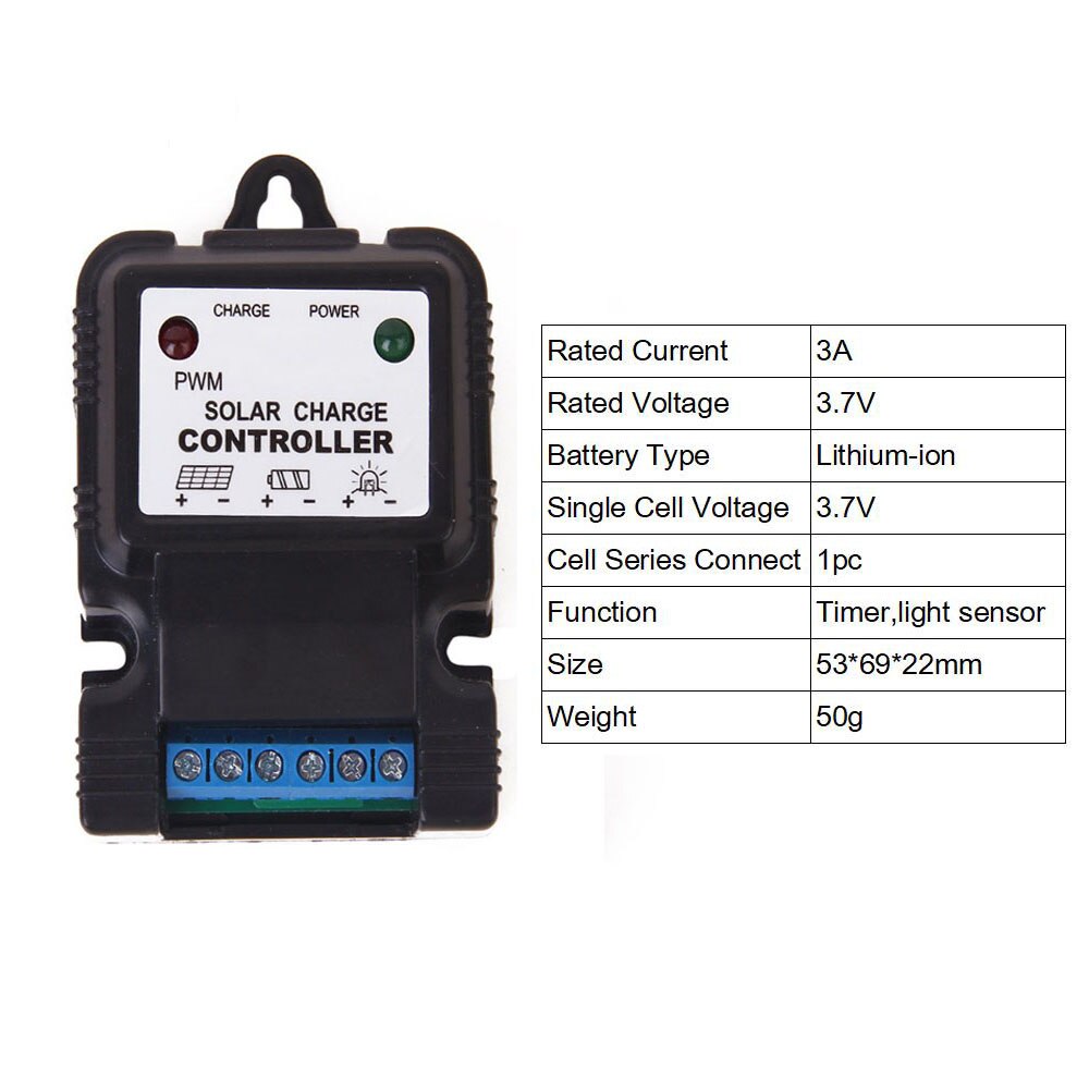 LED 3A Solar Charge controller 3.2 3.7 6.4 12.8 25.2 12 24 V Li-ion Lithium 3s 6s Battery charger Regulator PV Street light lamp: 3A 3.7V