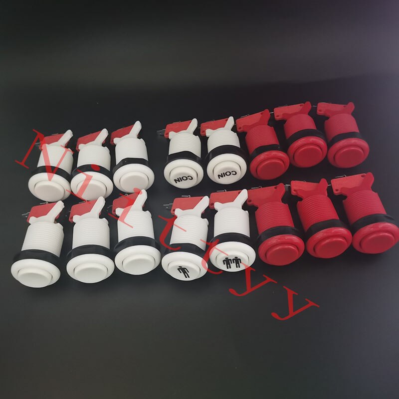 16 unids/lote 28mm feliz estilo americano estándar botones con Micro interruptor Kit DIY Arcade juego de botón de piezas de la máquina: 4