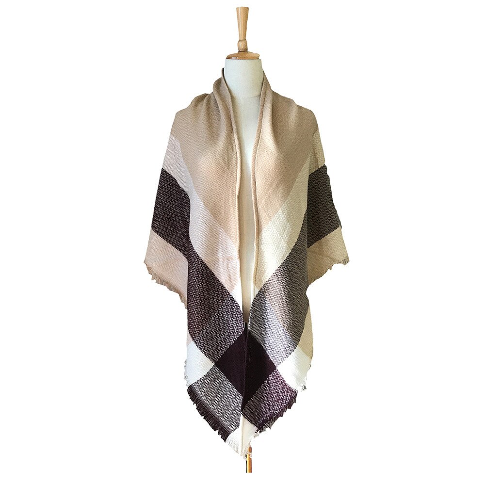 & Plaid Blanket Scarf Women Big Square Long Scarves Warm Tartan Checked Shaw Classic Tassel Plaid Scarf Winter Neck Warmer: A