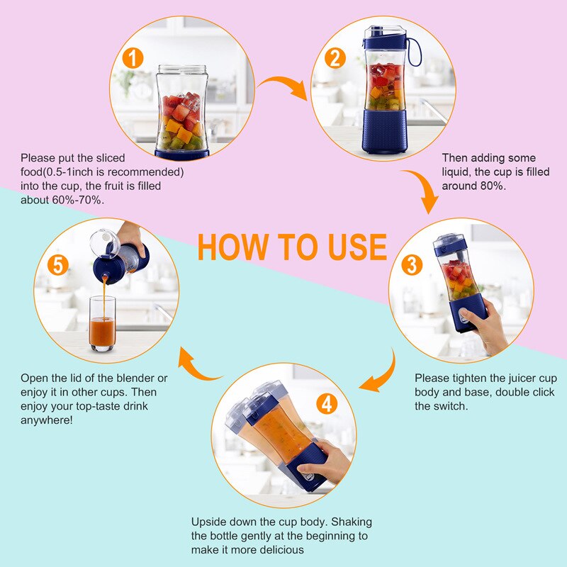 Portable Usb Electric Juicer Essential For Outdoor Travel Electric Juicer Multi-functional Small Blender For Quick Juicing