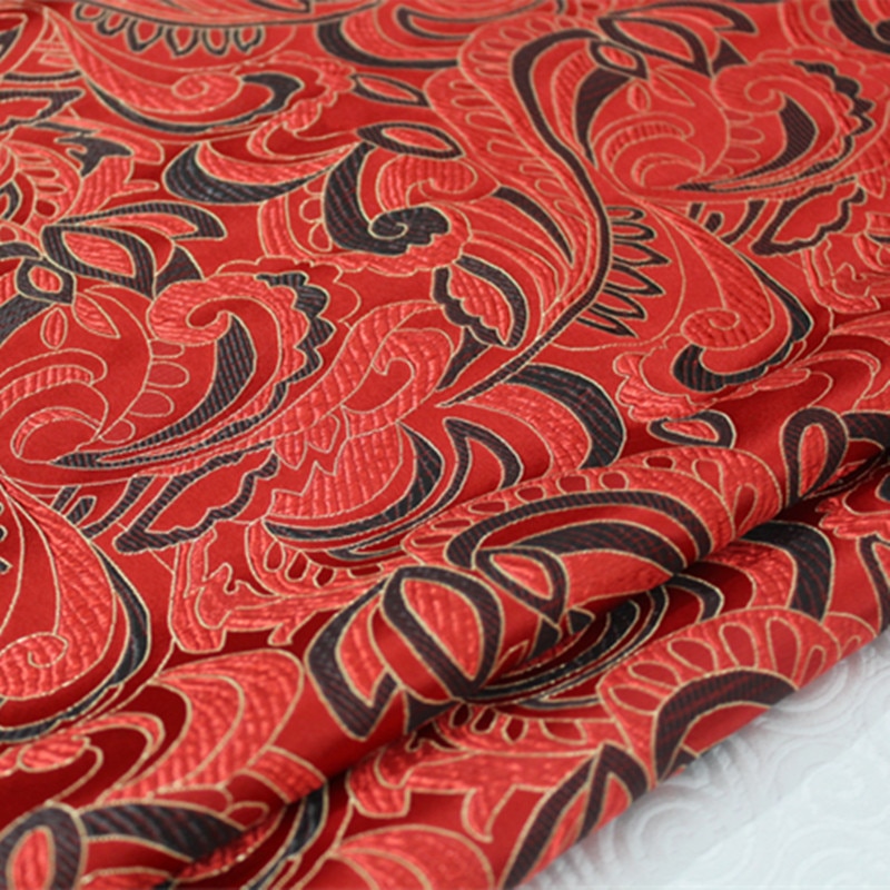 CF396 1Yard Red Brocade Jacquard Fabric Chinese Silk Brocade Fabric For Women Cheongsam Wedding Fabrics DIY Fabric For Sewing