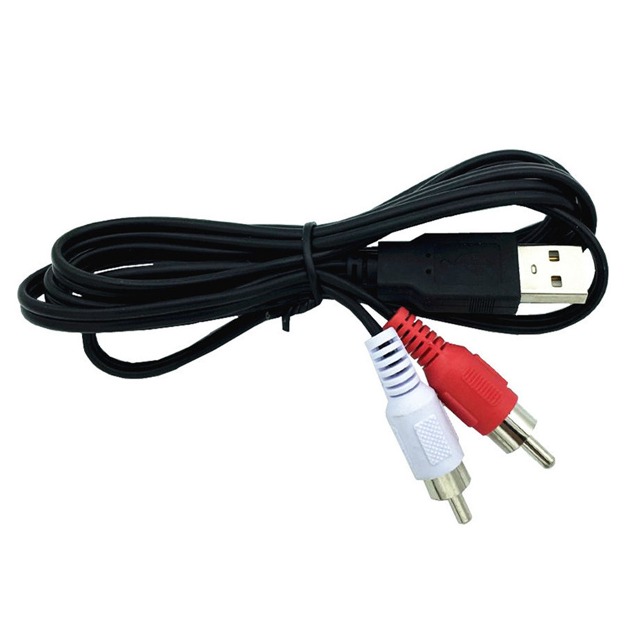 1.5M Usb A Male To 2X Rca Phono Male Av Cable Lead Pc Tv Aux Audio Video Adapter