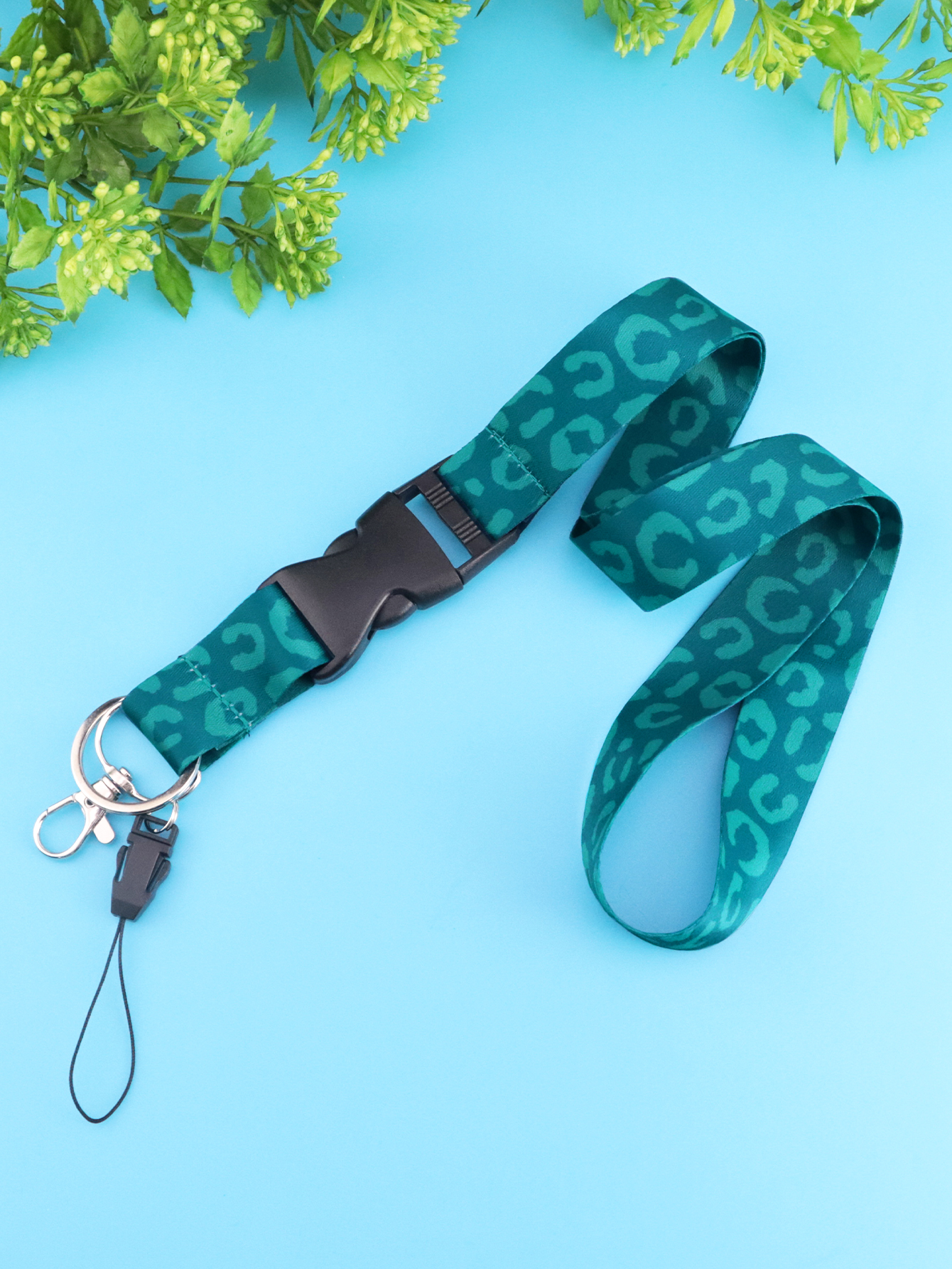 Mobile Phone Lanyard Green Leopard Neck Strap Keychain Lanyard for ID Card Holder Keys Keychain Keyring Accessories