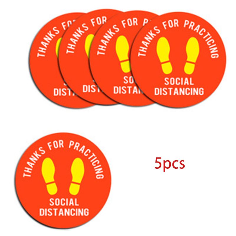 5pcs Please Keep Social Distancing Floor Sign Safety Distance Adhesive Sticker Marker for Supermarket Hospital: H