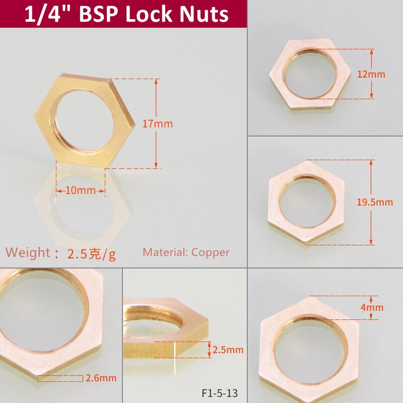 Écrous de verrouillage hexagonaux en laiton M10 M12, filetage femelle, bouchon à tige hexagonale en cuivre, 1/8 "1/4" 3/8 "1/2" 3/4 "1" BSP: 1l4 Female / 1pcs