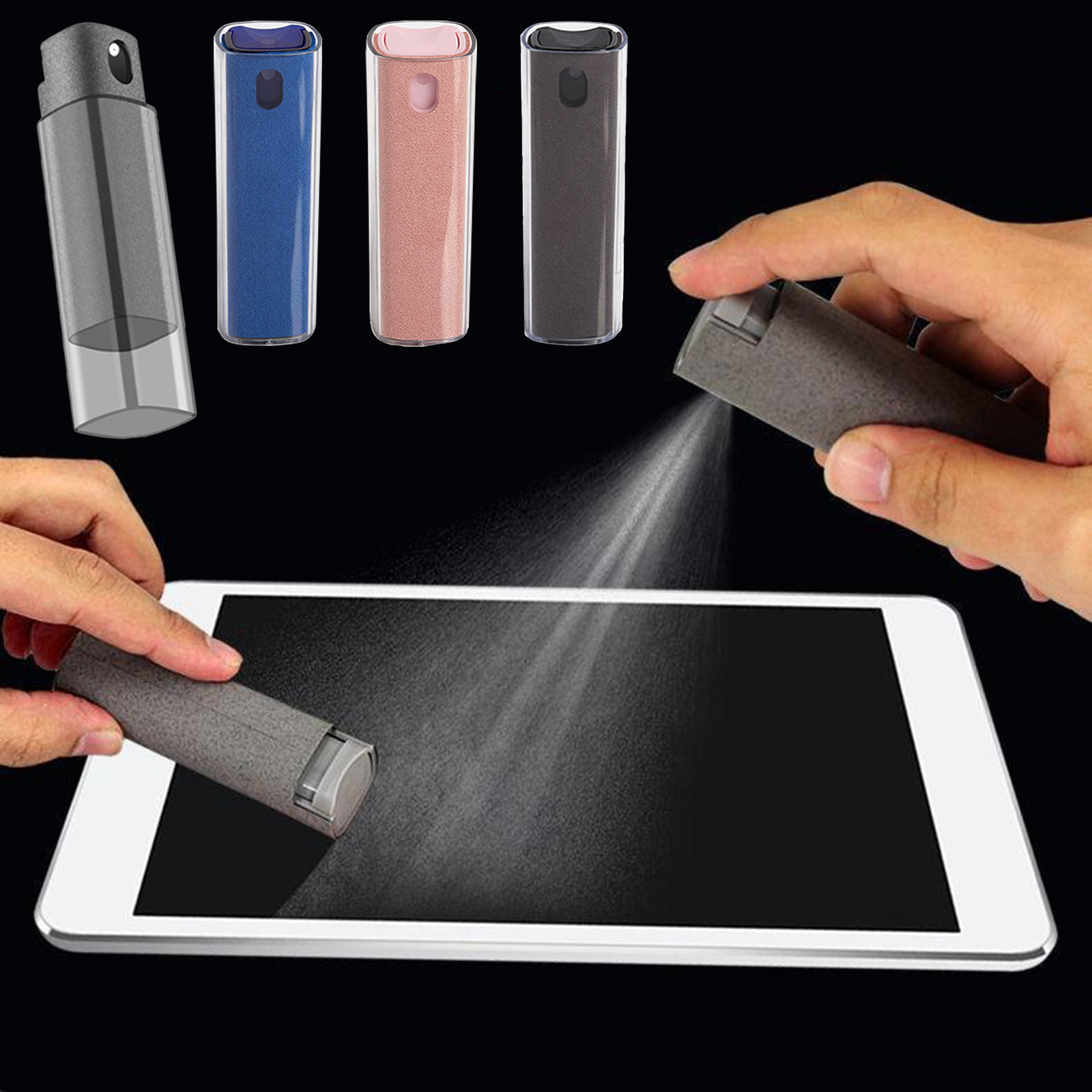 Limpiador de pantalla de teléfono 2 en 1, botella pulverizadora y paño de limpieza de microfibra, Mini tableta portátil, juego de limpiador de pulido de pantalla de PC móvil