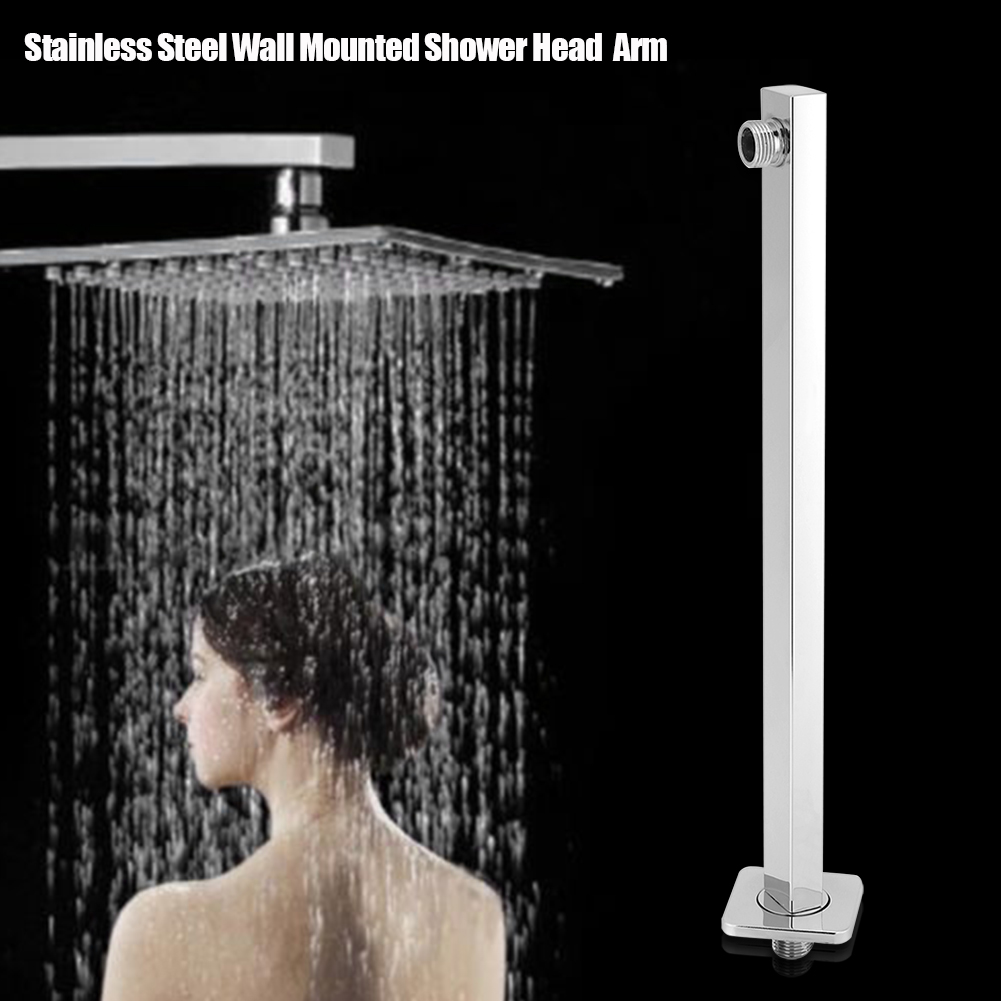 Stainless Steel Shower Extension Arm Wall Mounted Shower Holder Bar Bathroom Install Shower Head Bracket Fixed Pipe Mount Base