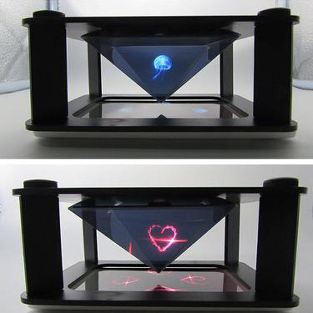 Universele 3D Holografische Projector Mini Piramide 3D Animatie Display Type Indoor Luxe Showcase Box Projector Voor Smartphone