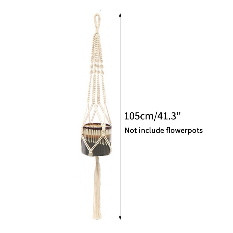 Maceta de algodón hecha a mano, Cestas colgantes de macramé, soporte de macetas de flores tejidas para colgar en la pared: S8