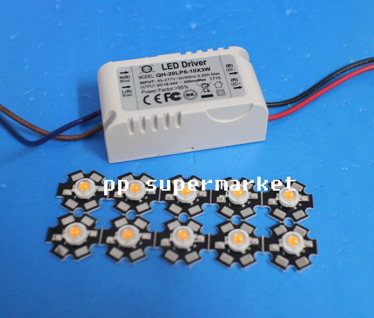 Kit De 10 LEDs 3W Pour Croissance Des Plantes, Spectre Complet 380-840nm + Driver 6-10x3W - Marque Bridgelux, Neuf