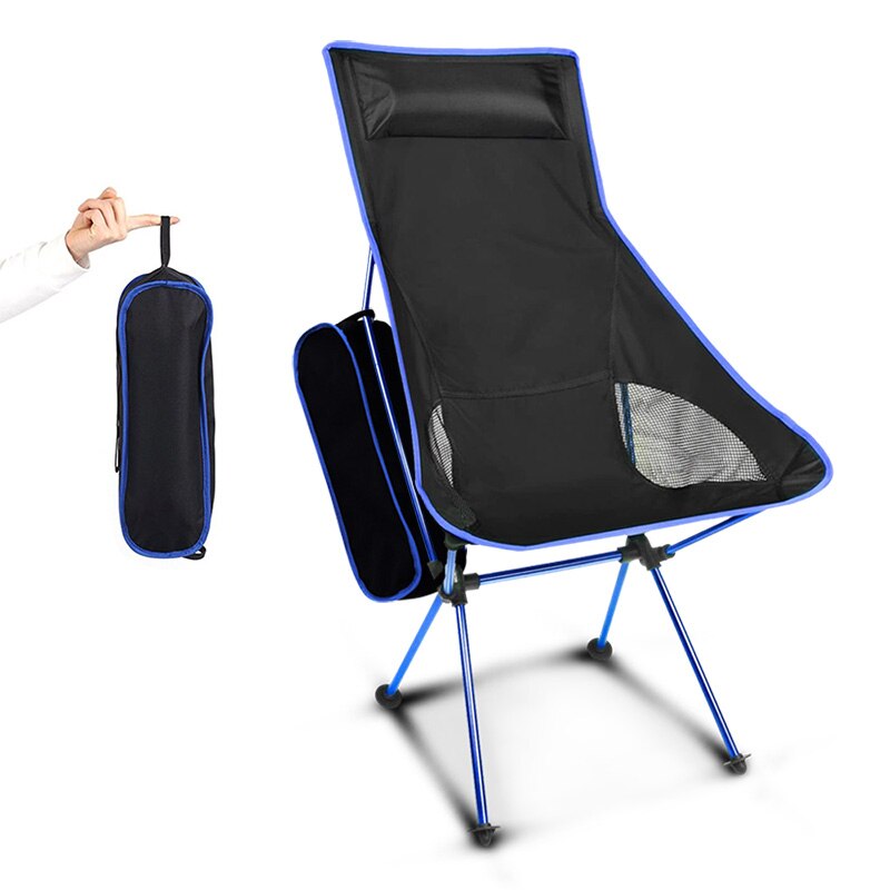 Camping moon stol foldbar bærbar udendørs møbler til travle bbq strand picnic vandreture fiskeri max belastning 150kg fiskestol