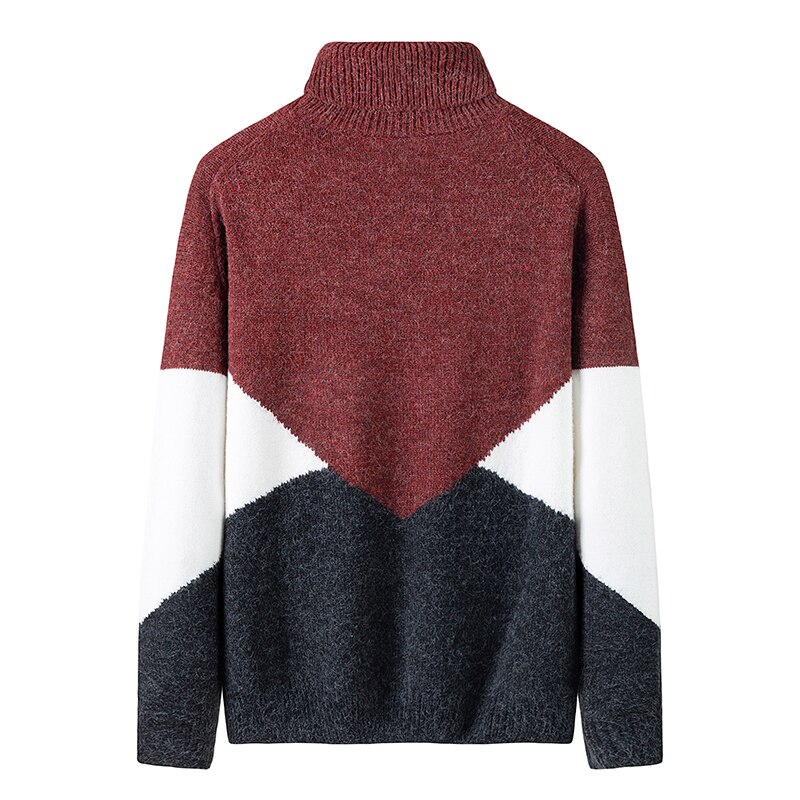 Huncher herre rullekrave mænd efterår vinter oversized høj krave striktrøje patchwork rullekrave trøjer til mænd