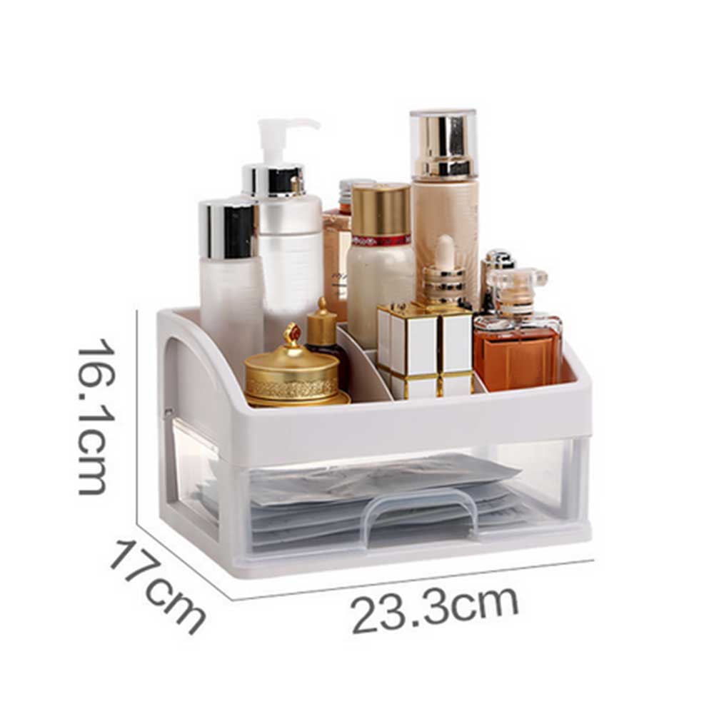 Caja organizadora de brochas de maquillaje, recipiente para joyas, cajones Organizadores de maquillaje, caja de almacenamiento de plástico para cosméticos: Gris