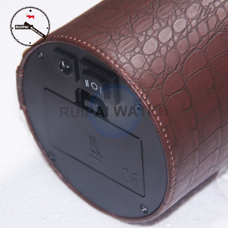 Bruin PU Lederen 3 Modi Automatische Zelfoprollend Doos, Horloge Opslag Gereedschap Ronde Type Draagbare Horloge Winder