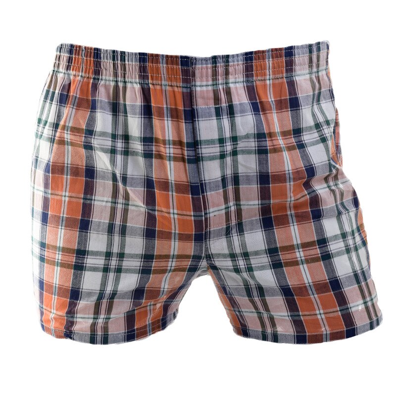 Calzoncillos bóxer de talla grande para hombre, ropa interior, a cuadros, de algodón, transpirable, familiar