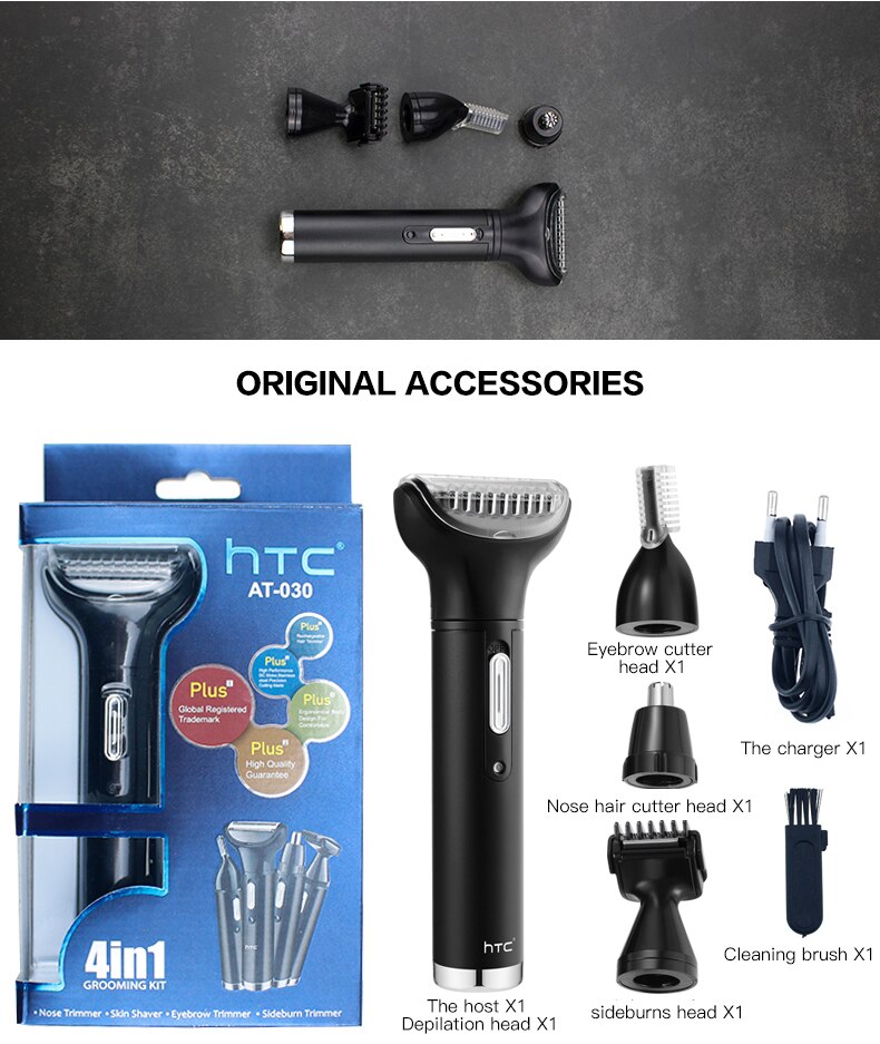 HTC 4 w 1 elektryczne maszynki robić golenia strzyżenie robić włosów w nosie ucho robić włosów akumulator w-030 brwi trymer golarka golenie włosów maszyna dla obu płci