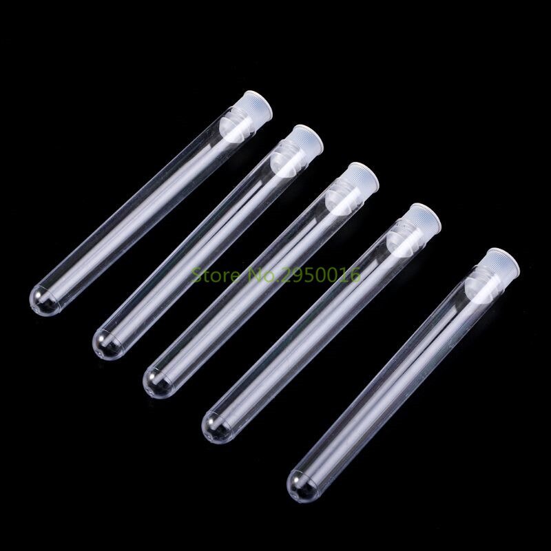 50Pcs/Pack 12x100mm Transparent Laboratory Clear Plastic Test Tubes Vials With Push Cap School Lab Supplies Test Tube C26