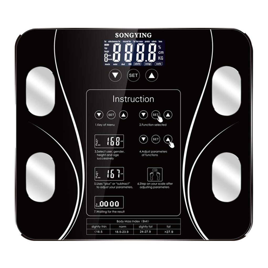 Body Fat BMI Scale Digital Human Weight Scales Floor LCD Display Body Index Electronic Smart Weighing Scales