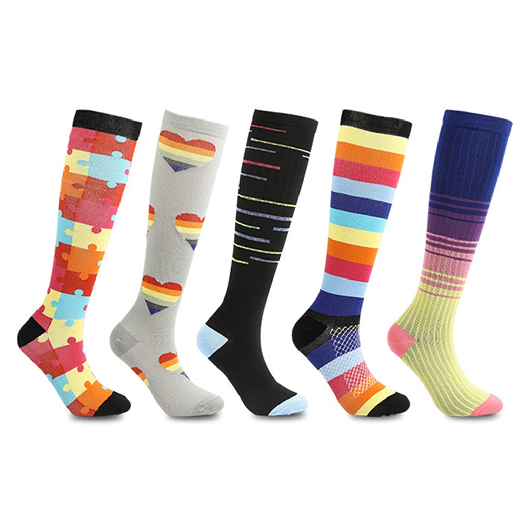 Chaussettes de Compression de sport en plein air pour hommes et femmes, couleur, bas d'allaitement élastique, chaussettes de pression d'équitation