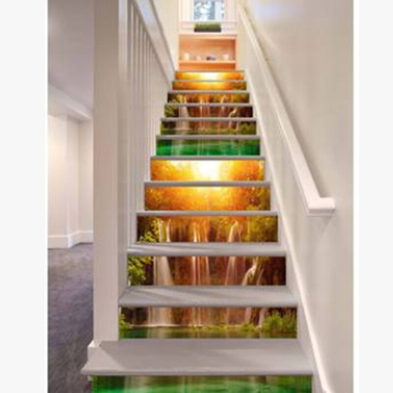 Estampilla para escalera 3D, libros/estampado de cascada, autoadhesiva, pegatina a prueba de agua, decoración para el hogar, restaurante, cafetería, Bar y habitaciones