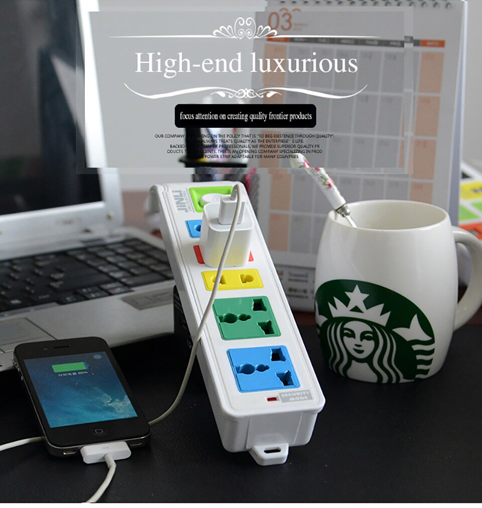 AU EU UK US security mode power socket with 1.8 Meter / 5.9Ft