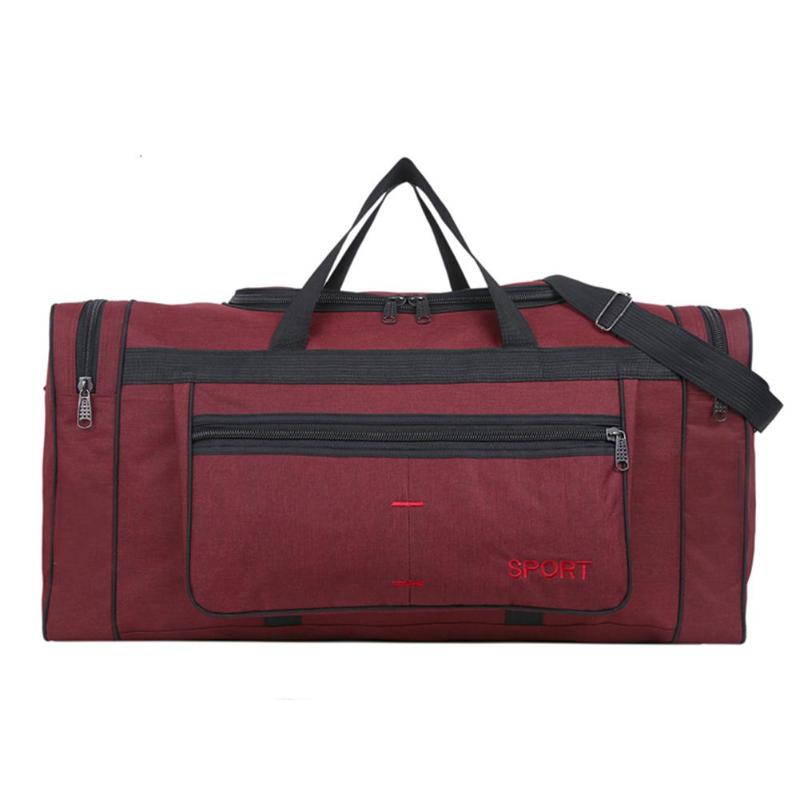 Multifunctionele Canvas Reizen Schoudertassen voor Vrouwen Mannen Casual Grote Capaciteit Sport Handtassen Unisex Fitness Gym Tote: Red