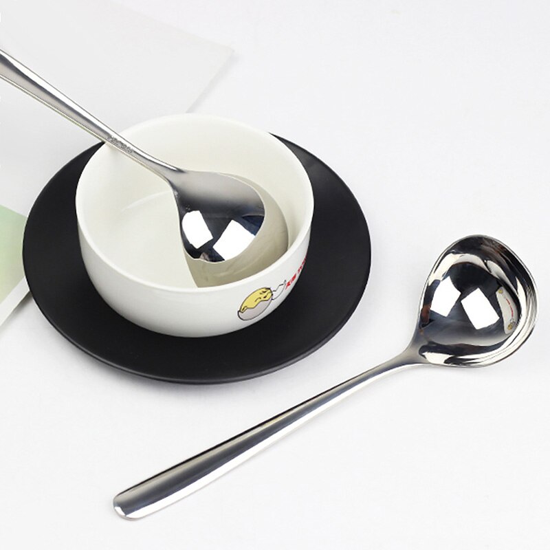 Stainless Steel Soup Spoon Round Large Coffee Dessert Spoons Kitchen Utensils Long Handle Spoons
