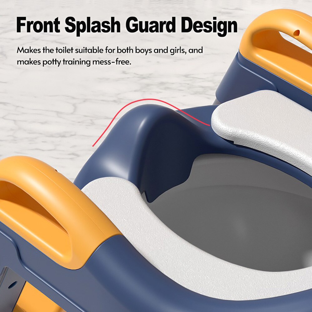 Kids Potty Training Seat Comfortable Safe Toilet Trainer with Adjustable Step Stool Ladder PVC Soft Pad Potty Training Toilet