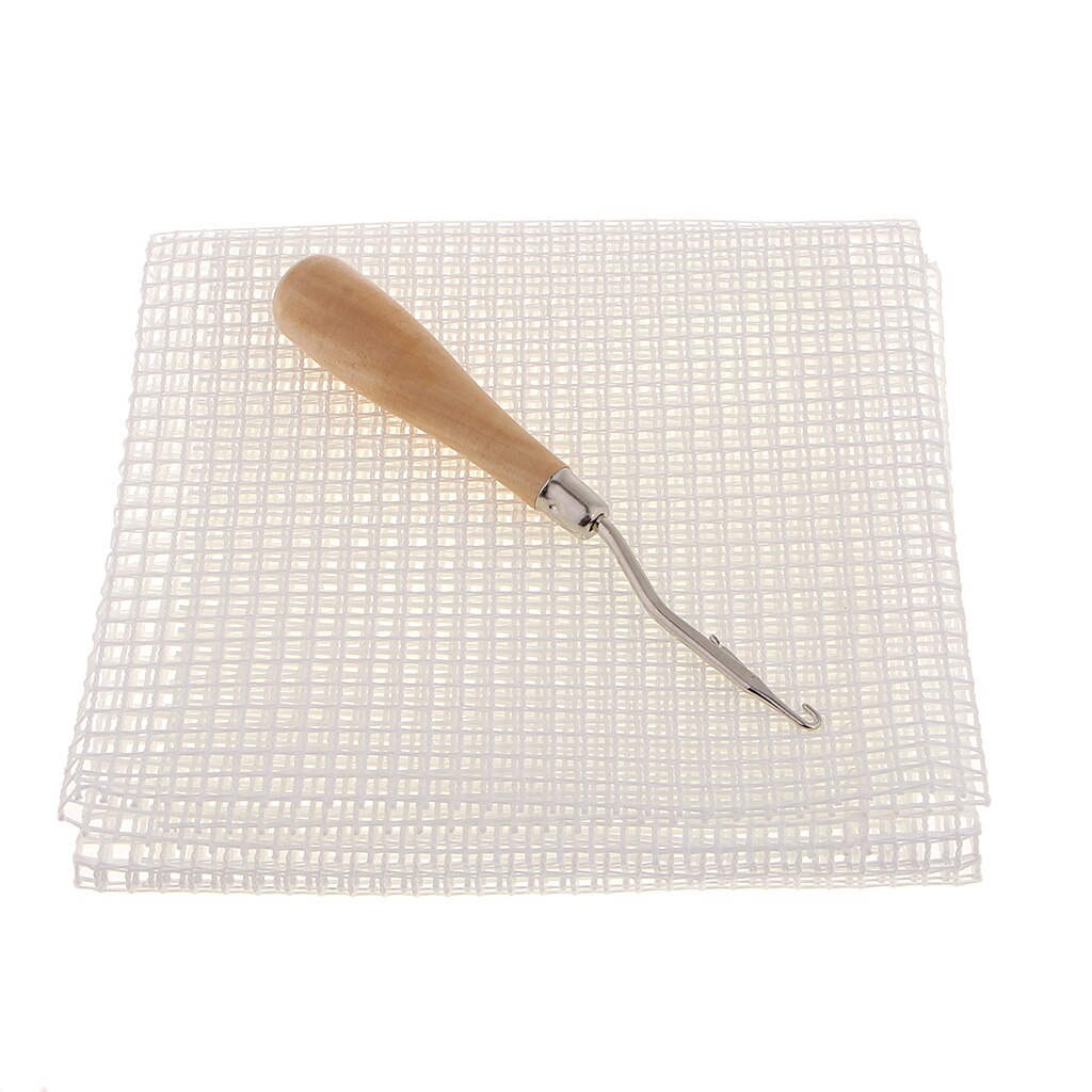 Rug Making Canvas Mesh Wood Bent Latch Hook Crochet DIY Arts Crafts Decor