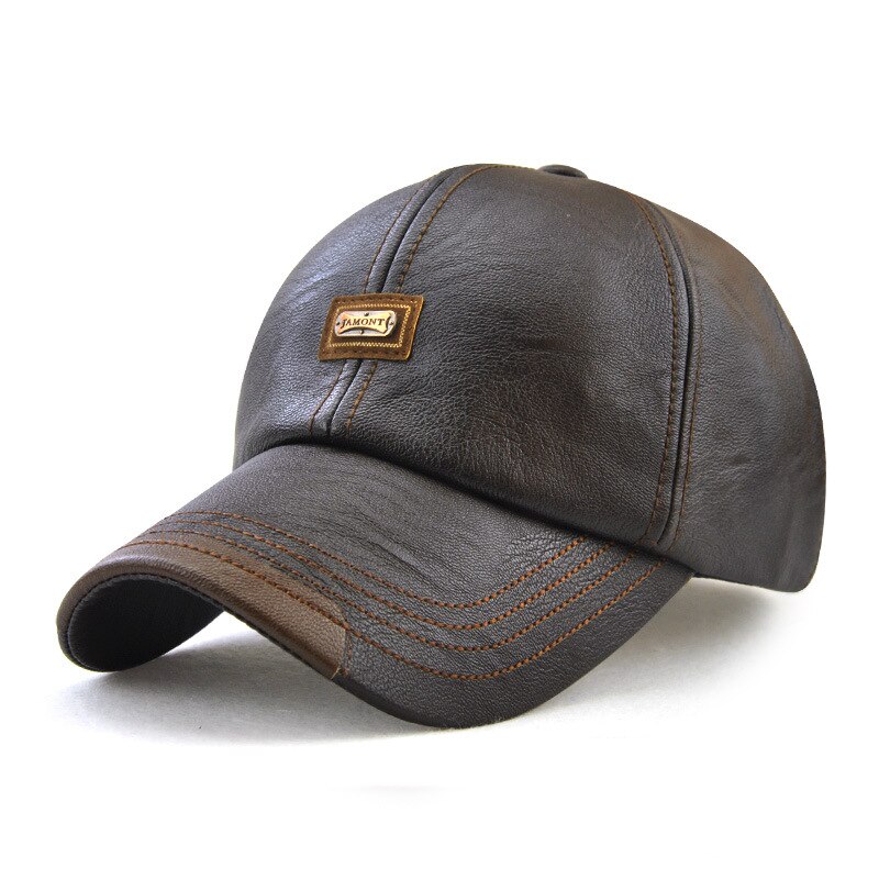 Volwassen Mode Lederen Hoed Mannen Lederen Baseball Cap Verstelbare Baseball Hoed Mode Leer Leisure Hoeden B-9377: Coffee