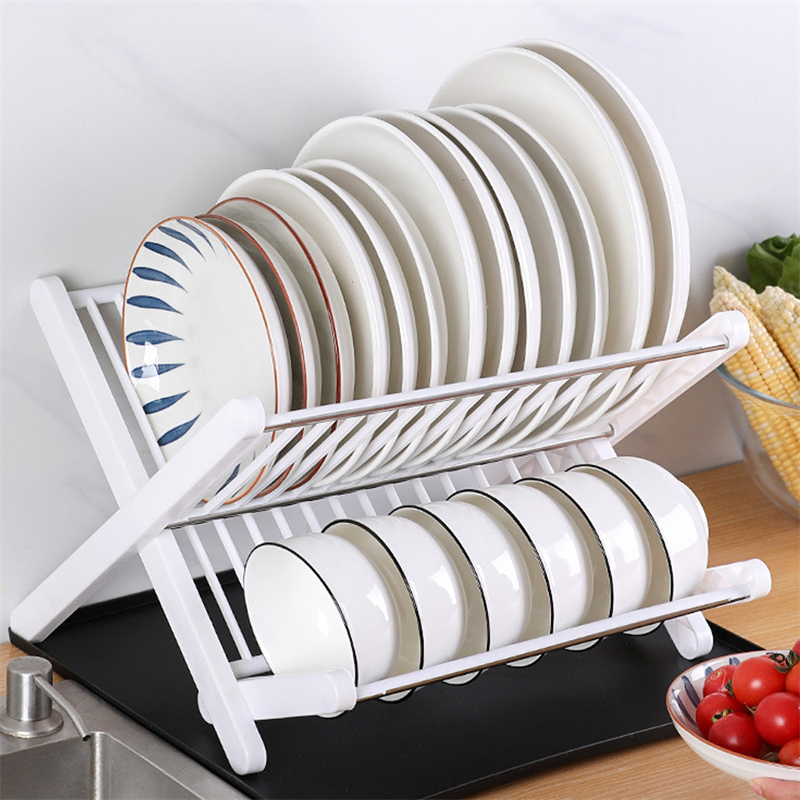 Kitchen Organizer Dish Drying Rack Plates Shelf Plastic Holder Dish Rack Sink Draining Bowl Storage Stand Home Accessories: light yellow