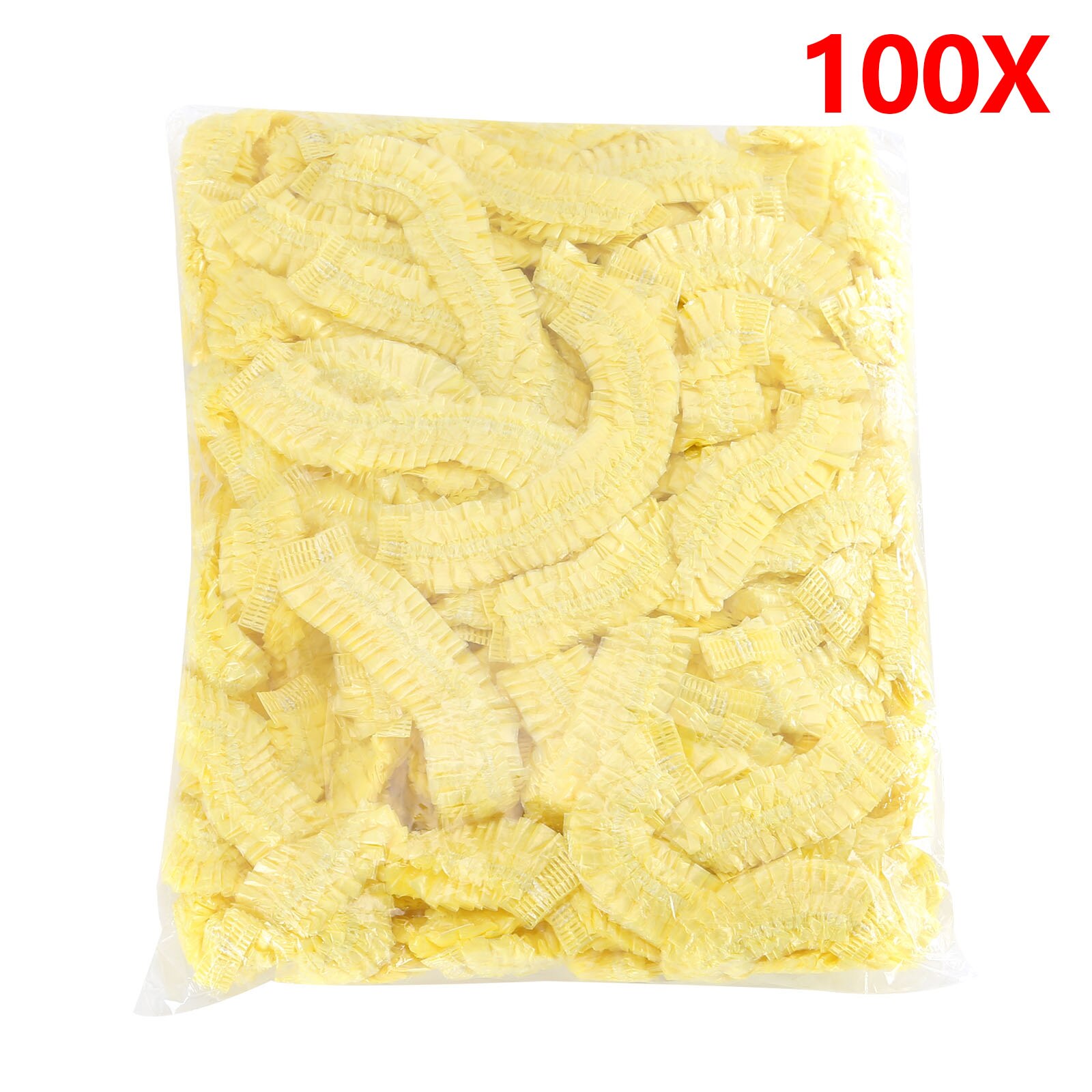 100pcs/lot Disposable Shower Caps Hat Clear Spa Hair Salon Hotel One-Off Bathing Elastic Shower Cap Bathroom Products Bath Caps: Yellow