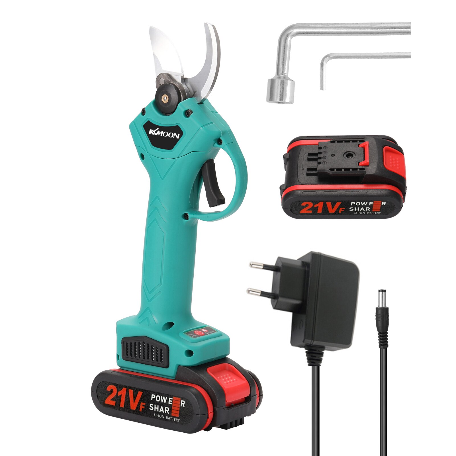 Kkmoon 21v 30mm johdoton sähköinen oksasakset tehokas hedelmäpuiden bonsai oksaleikkuri maisemointityökalu