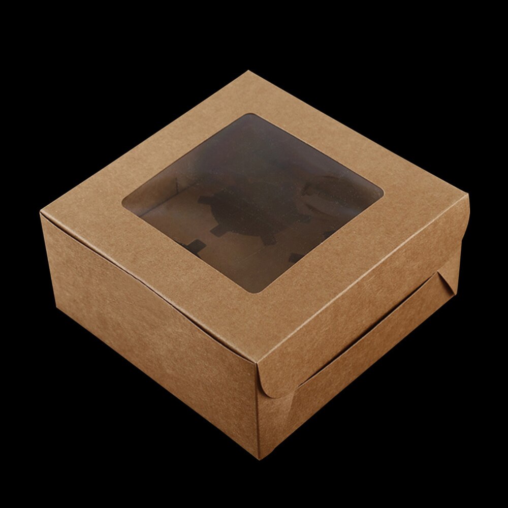 4 Cavities Kraft Paper Cupcake Box Dessert Containers Bakery Cake Carriers for Home Dessert Shop