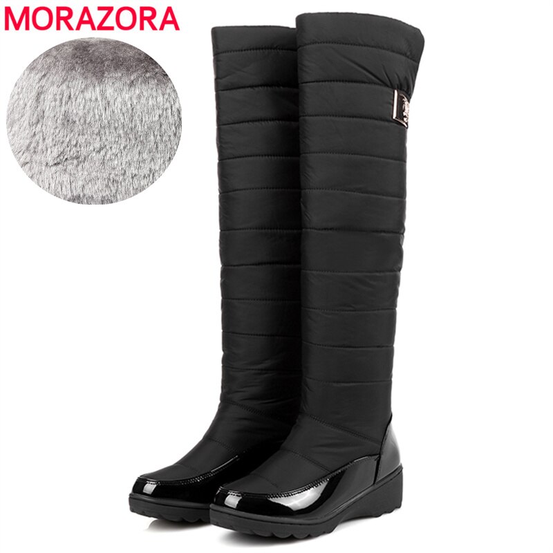 Morazora Eur Maat 35-44 Snowboots Vrouwen Klassieke Warme Knie Hoge Winter Laarzen Vrouwelijke Katoenen Schoenen Vrouwen laarzen
