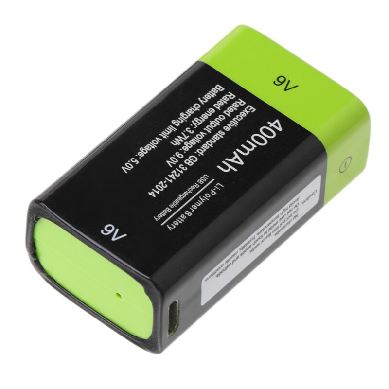9V 400mAh USB Rechargeable 6F22 Lipo Battery for Multimeter Microphone Remote PXPE