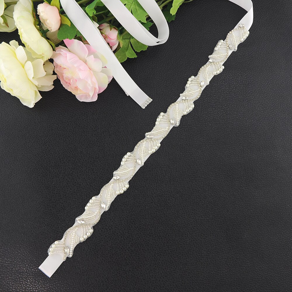 Perle Braut Zubehör Gürtel Hochzeit Kleid Gürtel Gürtel für Hochzeit Kleider Brautjungfer Gürtel Braut Gürtel Schärpe SCS273: Weiß