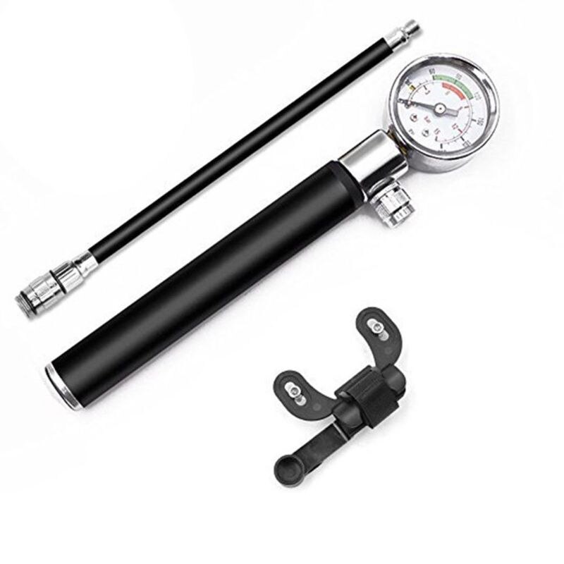 Mini Bike Pump with Gauge High Pressure Meter Bicycle Air Supply Inflator W91C