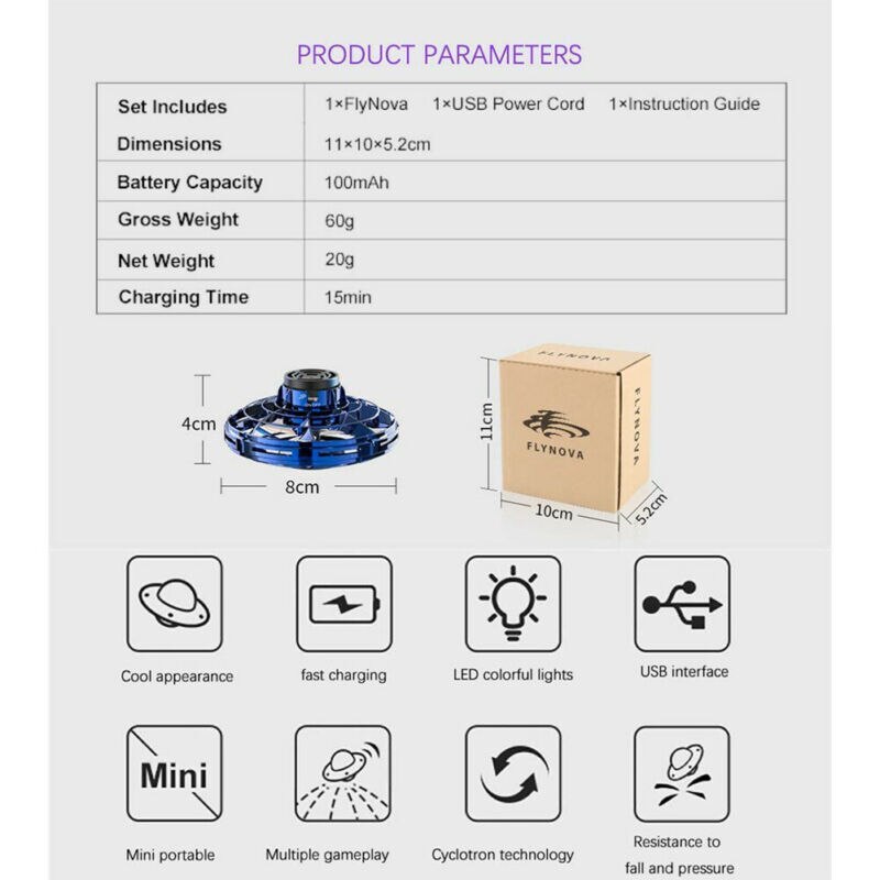 Pantaya mest narret flyvende spinner legetøj droner til børn og voksne usb opladning mini ufo 360 ° roterende skinnende rgb led lys