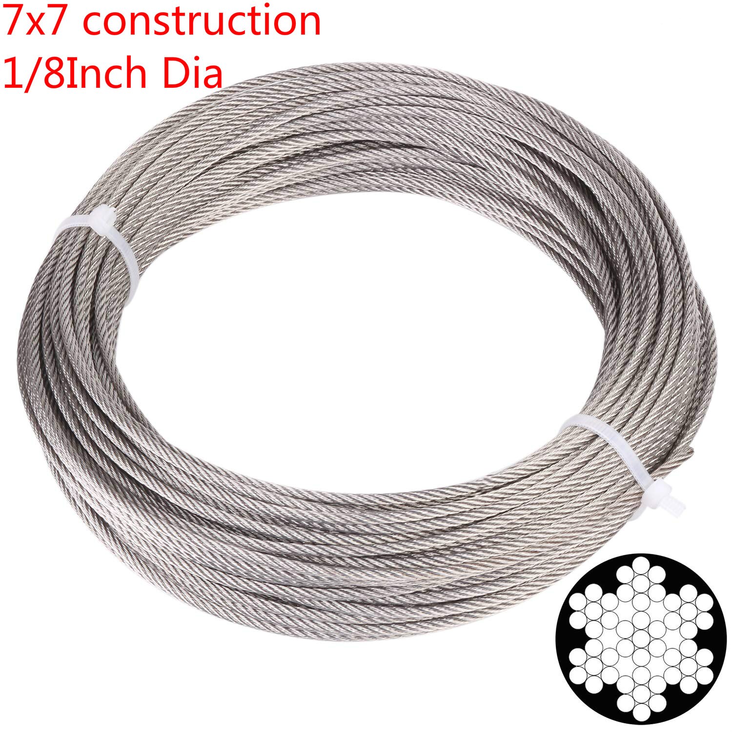 1/8 inch 316 Stainless Aircraft Steel Railing Wire Rope Cable 16FT 32FT 65FT 100FT 200FT 350FT