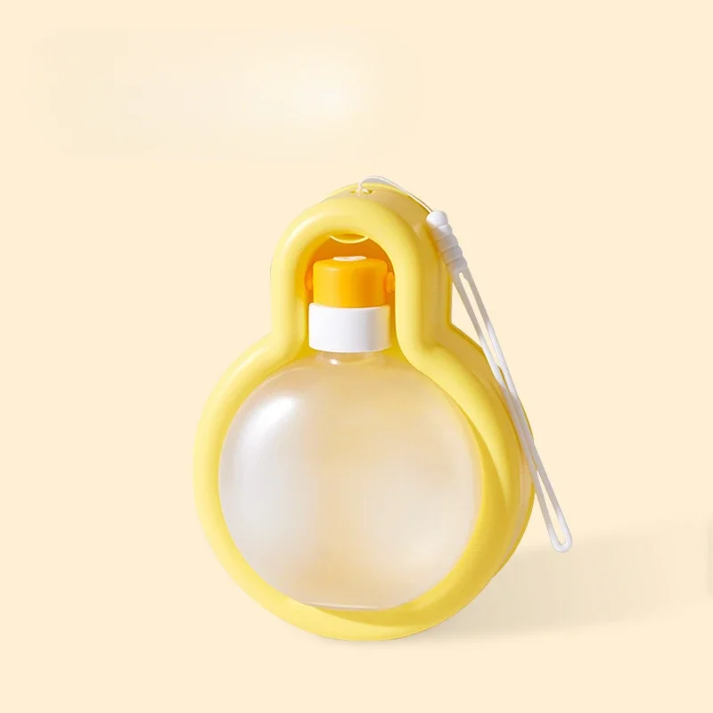 Distributeur d'eau portable pour animaux de compagnie, bouteille d'eau scellée pour chat, chien, chiot de voyage, possède un bol à boire, fournitures d'extérieur pour animaux de compagnie: M / YELLOW