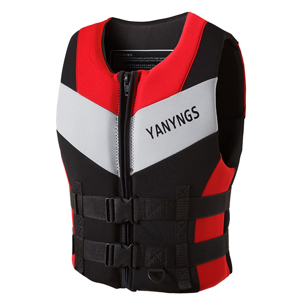 Neoprene Life Jacket fishing vest Water Ski Vest Kayaking Boating Swimming Drifting water sports adult children life vest: Red / L (50-65KG)