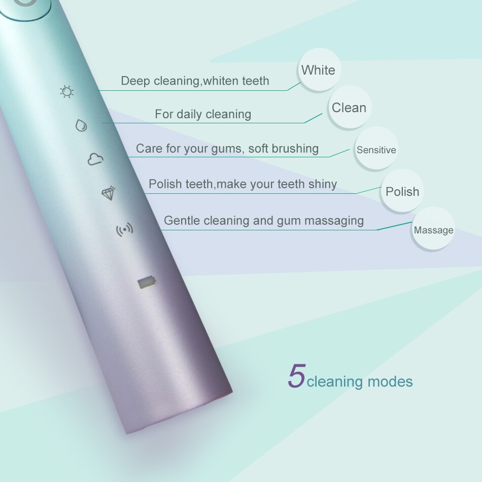 Electric Toothbrush Rechargeable Sonic Brush Tooth Powerful Sonic Electric Toothbrush Smart Timer Brushes Teeth Whiten