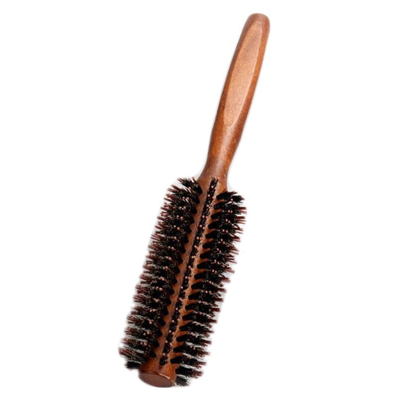 6 Types Straight Twill Hair Comb Natural Boar Bristle Rolling Brush Round Barrel Blowing Curling DIY Hairdressing Styling Tool: Model-B