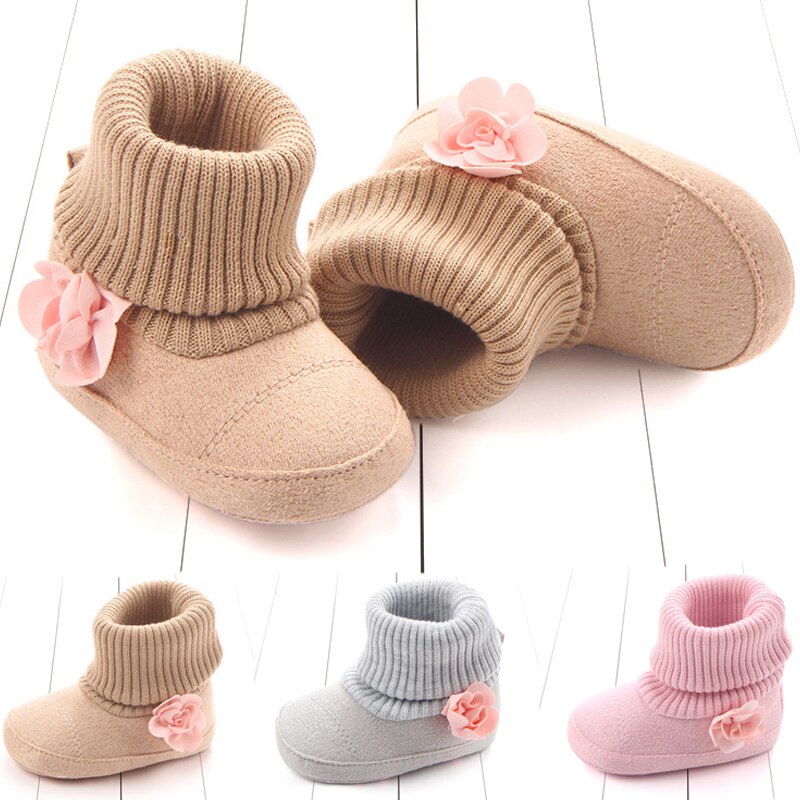 Baby-herbstschuhe für kleinkinder, stiefel für mädchen, #39 , neugeborene, warme, gestrickte blumenstiefel für jungen, freundlicher-winterschuhe aus baumwolle