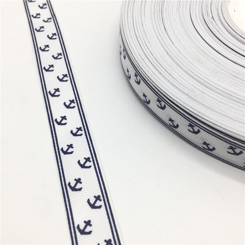 6 kleuren 3/4 "(20mm) 5 yards Gedrukt Anker Grosgrain Lint Voor Riem Cadeau Verpakking Bruiloft Decoratie Kerst Levert