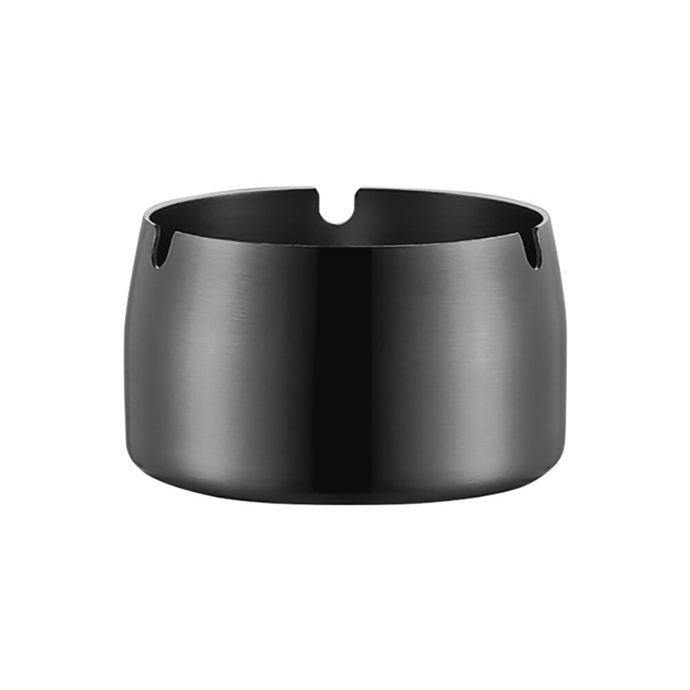 Round Durable Ash Tray Stainless Steel High Temperature Resistant Ashtrays Desktop Ash Holder Ash Tray Smoking Accessories: black