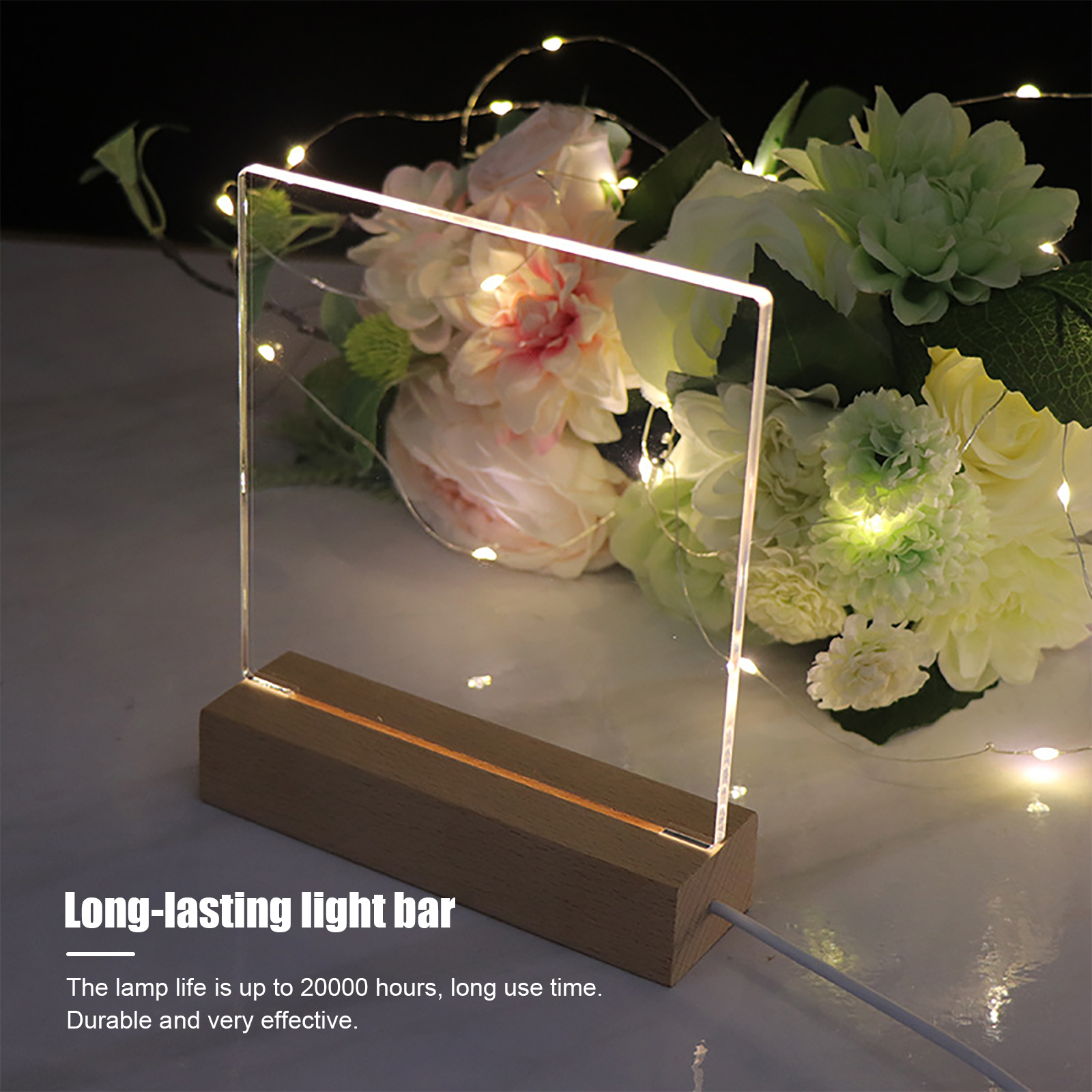 Pantalla de luz LED de madera, Base iluminada de cristal, Base de placa de luz acrílica, Base de madera USB para luces artísticas de resina
